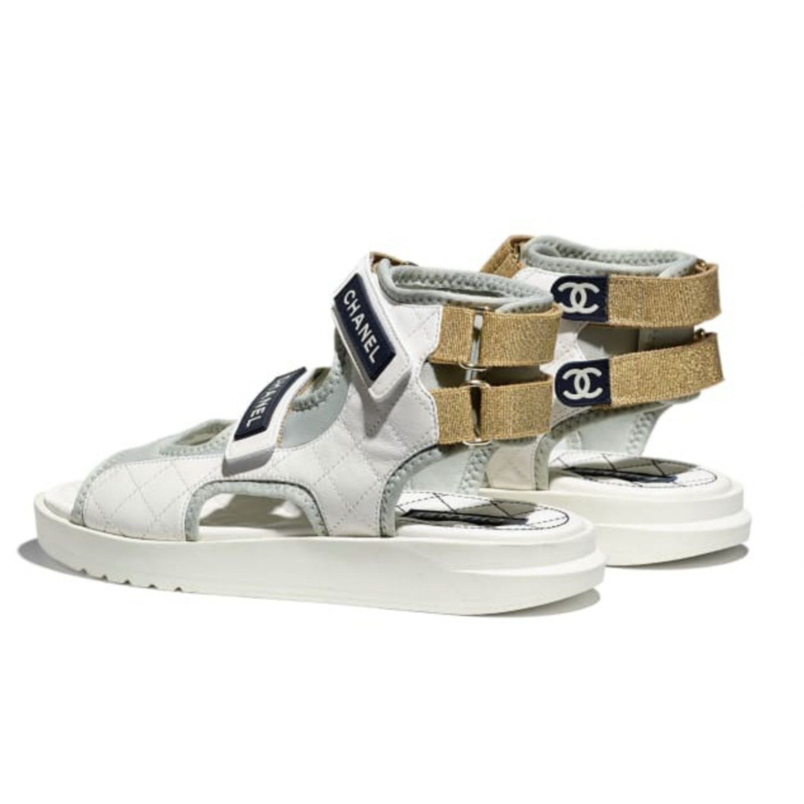 Chanel Chanel 21P White Grey Cocomark CC Logo Mule Slide Flat Size US 6 / IT 36 - 9 Thumbnail