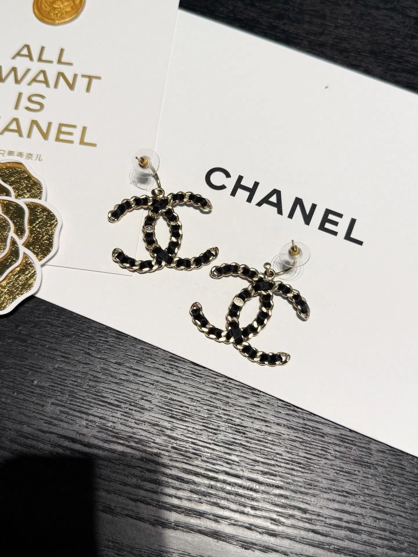 Chanel Chanel 12A Limited Black Gold Double C Earrings. Size ONE SIZE - 3 Thumbnail