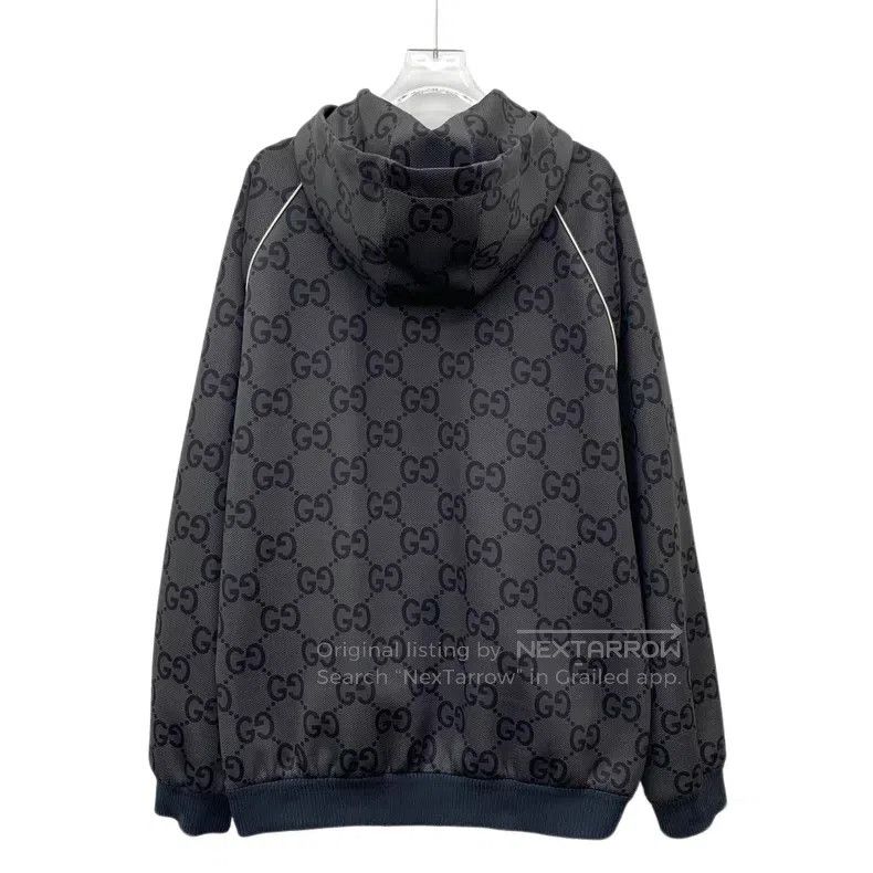 Gucci Gucci 24 black logo jacquard full print hooded zipper long Size US XL / EU 56 / 4 - 2 Thumbnail