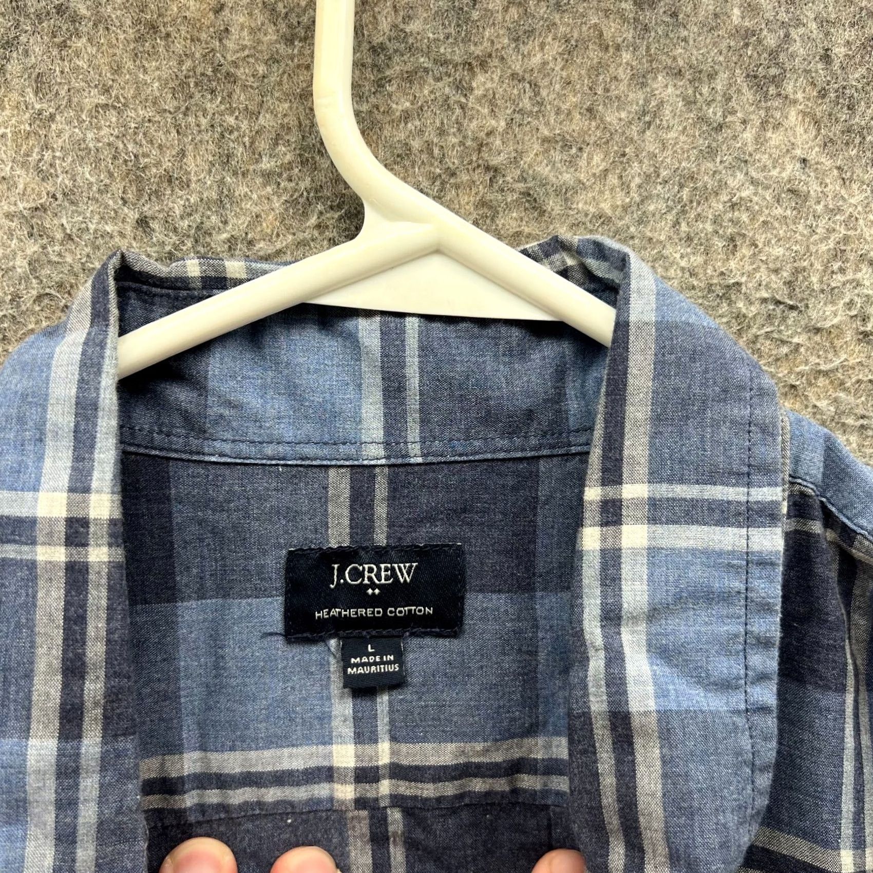 J.Crew VINTAGE J.CREW Shirt Mens Large Blue Plaid Button-Down Preppy Cotton Size 42R - 3 Thumbnail