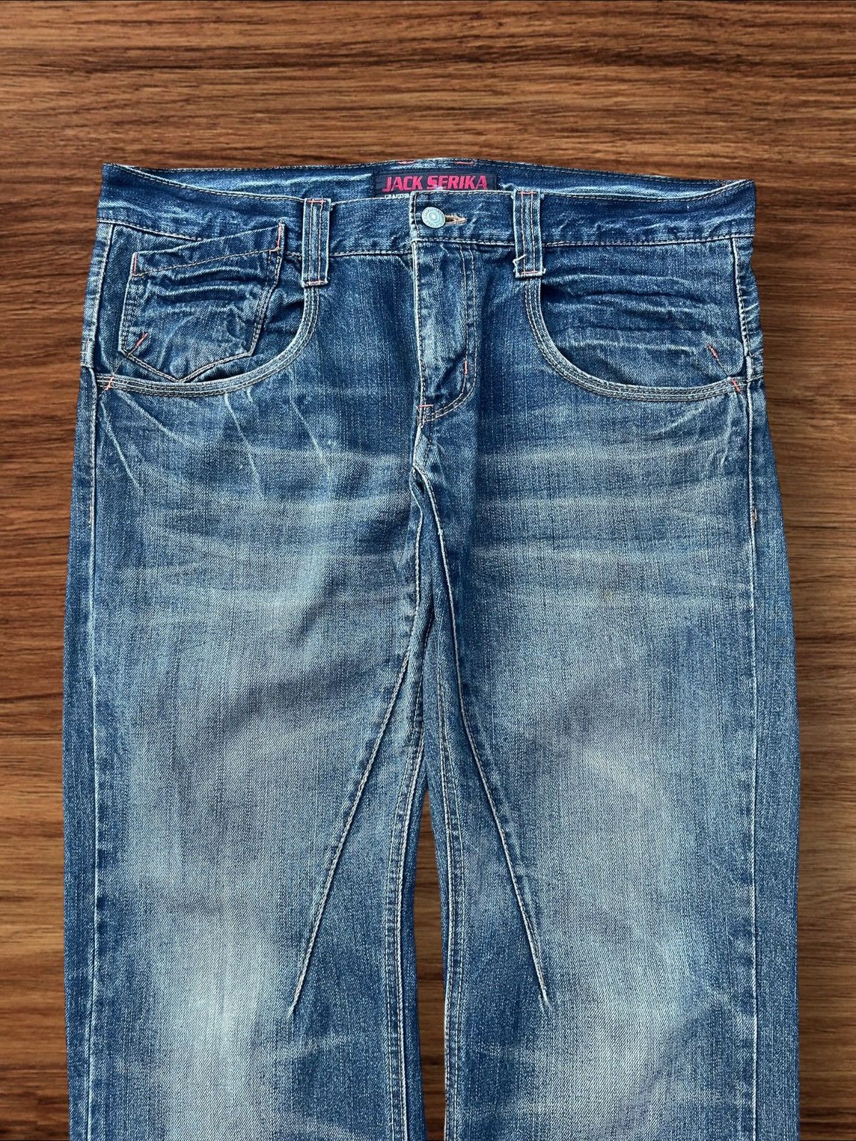 Japanese Brand Vintage Japan Jack Serika Mud Washed Twisted Flare Leg Jeans Size US 35 - 3 Thumbnail