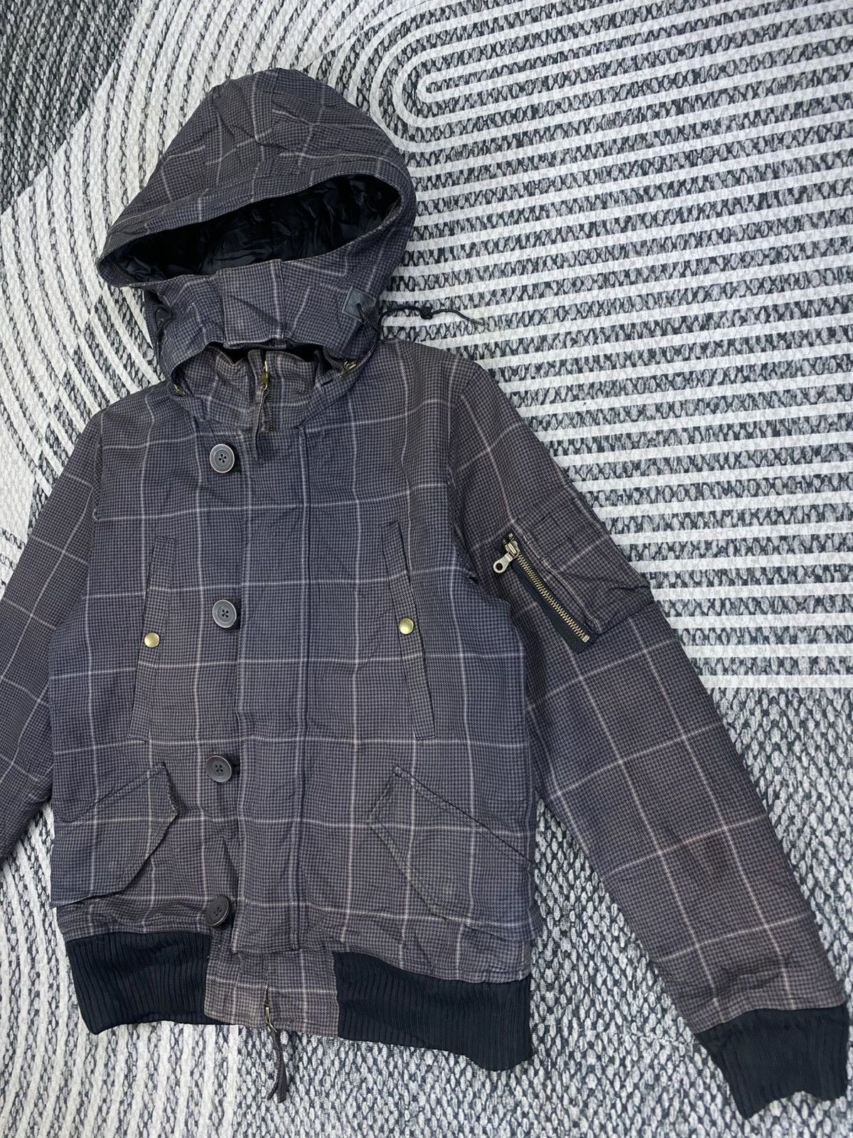 Boycott Vintage Boycott Grey Plaid Fullzip Hooded Jacket Size US M / EU 48-50 / 2 - 4 Thumbnail