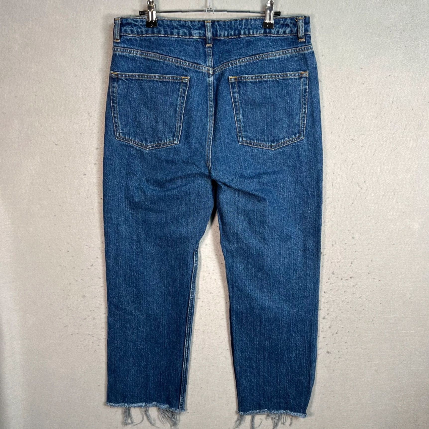 Asos ASOS Denim Jeans Womens Size 30 x 32 Blue Frayed Split Hem Jeans Womens Size 30 Blue Denim Straight High Rise Size 30" / US 8 / IT 44 - 2 Thumbnail