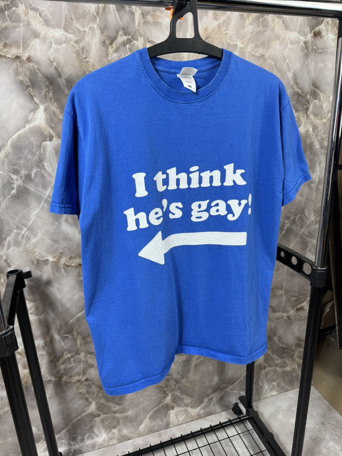 Band Tees Vintage "I thin he is Gay " Humor T-Shirt Size US M / EU 48-50 / 2 - 2 Thumbnail