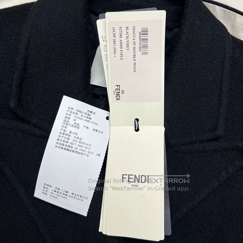 Fendi Fendi Black Wool Coat with Fringe Hem and Monogrammed FF L Size XXS / US 00 / IT 34 - 5 Thumbnail