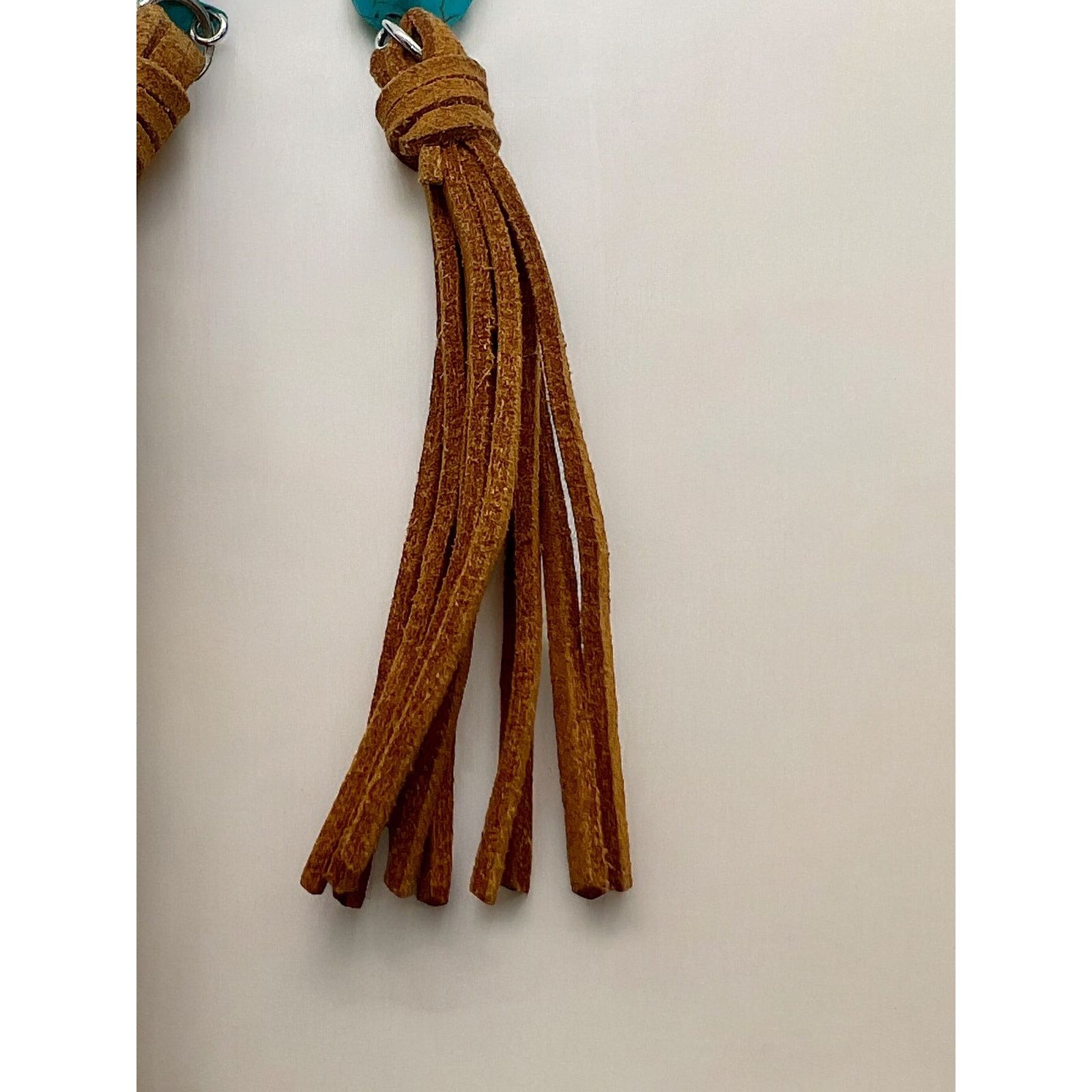 Vintage Faux Turquoise & Suede Leather Dangle Earrings Southwestern Size ONE SIZE - 3 Thumbnail