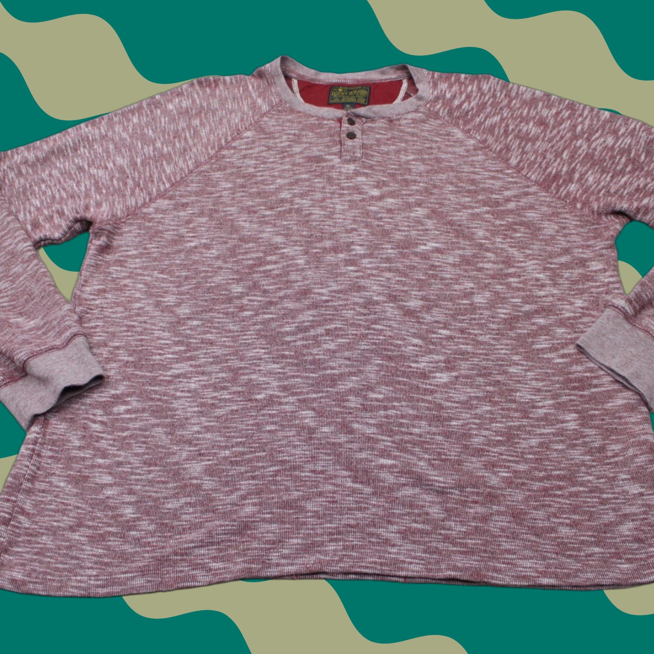 Lucky Brand Lucky Brand Henley Shirt Mens XL Red 100% Cotton Long Sleeve Pullover Shirt Size US XL / EU 56 / 4 - 1 Thumbnail