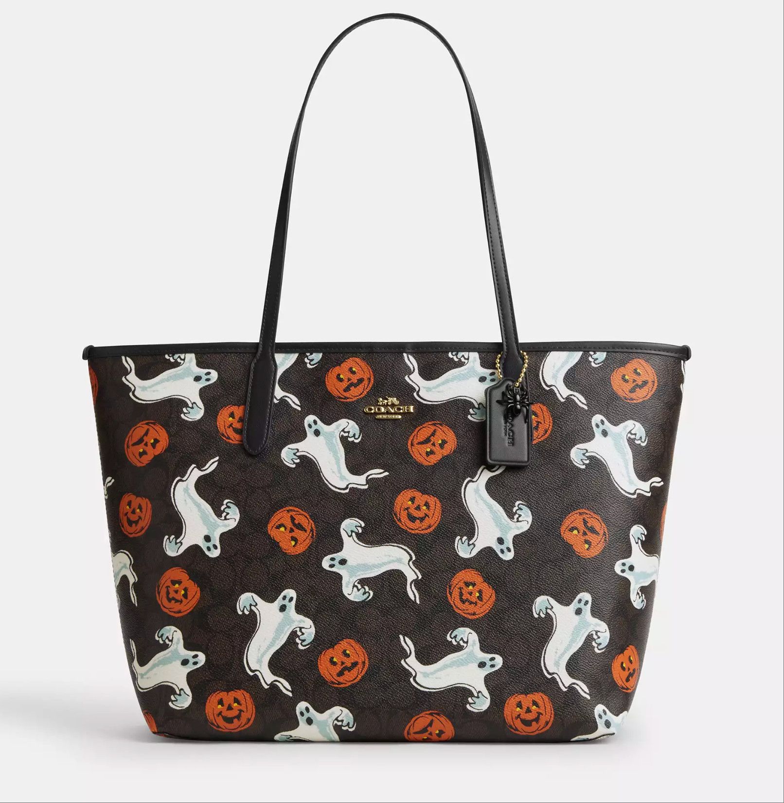 Coach City Tote Bag In Signature Canvas With Halloween Print CCE69 Size ONE SIZE - 8 Thumbnail