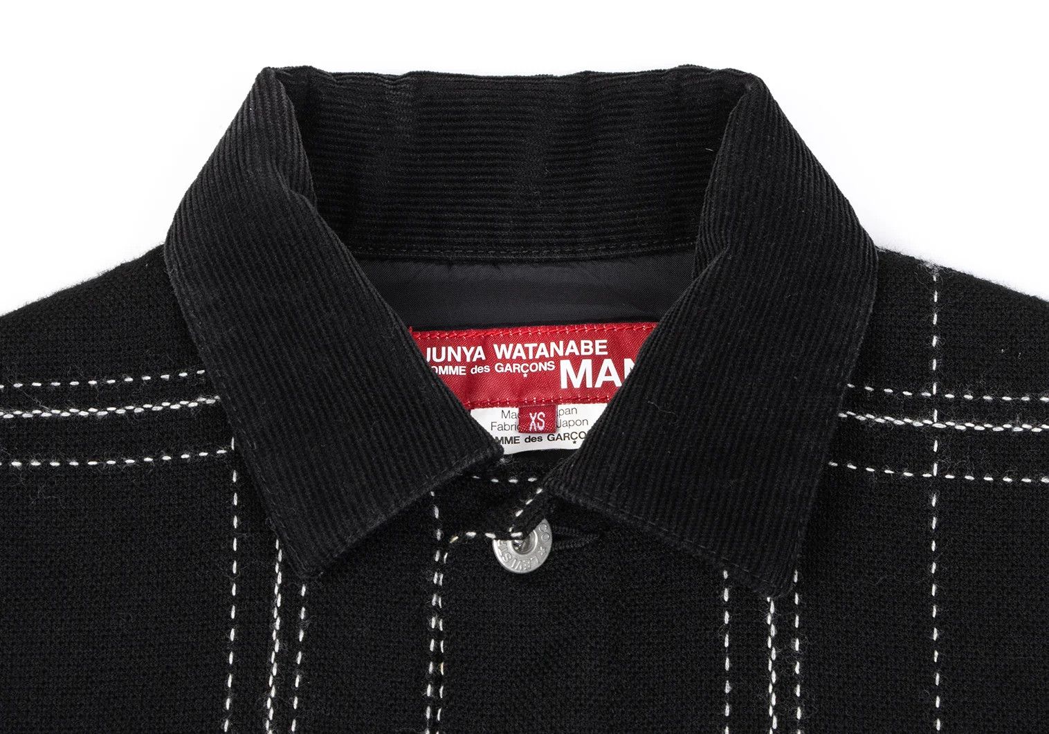 Junya Watanabe Corduroy Stitch Wool Trucker Jacket in Black, Size XS Size US XS / EU 42 / 0 - 3 Thumbnail