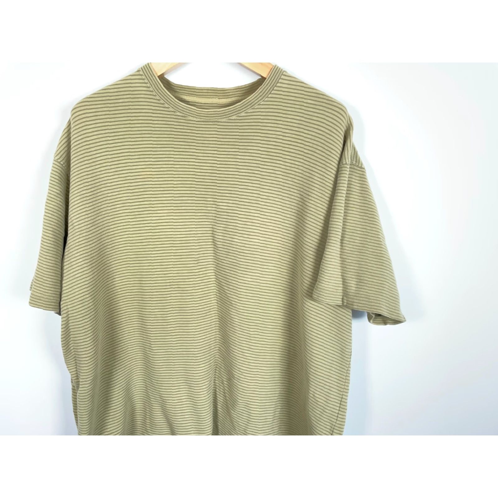 Vintage VINTAGE Breakwater T-Shirt Shirt Men XL Green Oversized 90s Striped Textured Pattern Crew Neck Short Sleeve Cotton Size US XL / EU 56 / 4 - 4 Thumbnail