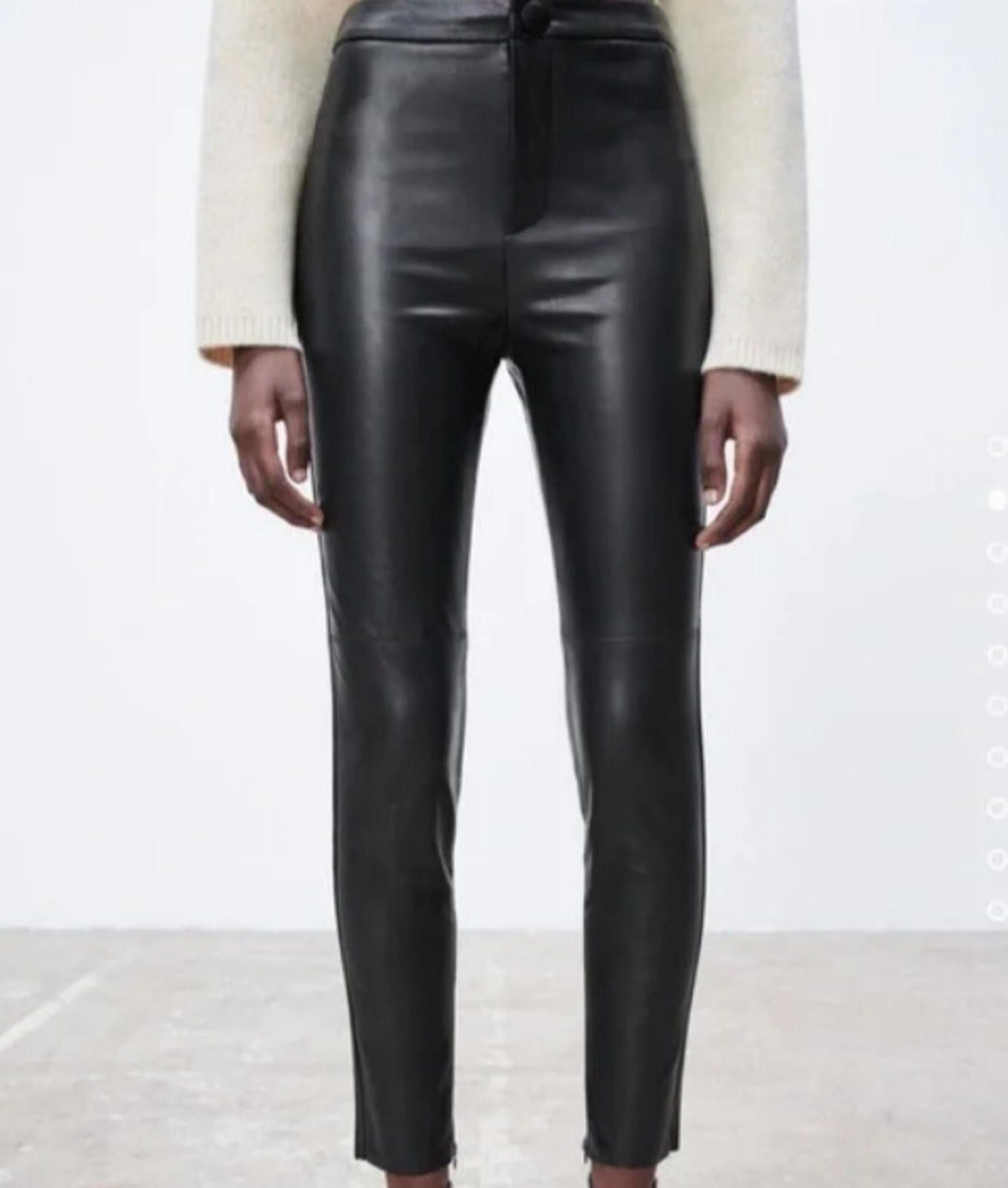 Zara New ! ZARA Legging Hi-Rise Faux Leather ankle zip size M Size 32" / US 10 / IT 46 - 1 Preview