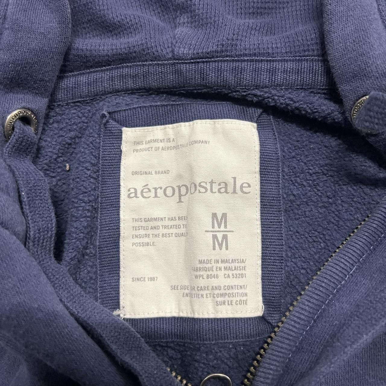 Aeropostale Crazy Vintage Y2K/2000s Blank Aeropostale Navy Blue Zipup Hoodie! Size US M / EU 48-50 / 2 - 4 Thumbnail