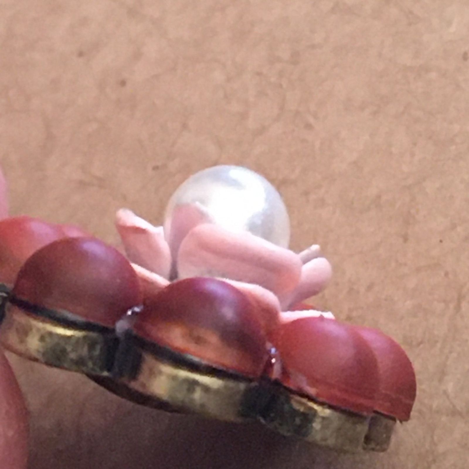 Jewelry Brass tone setting cabochon flower charm Size ONE SIZE - 4 Thumbnail