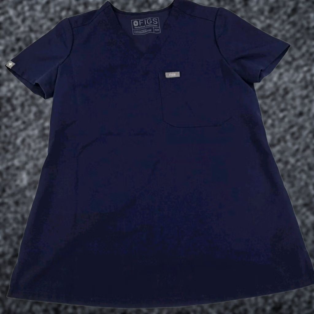 Vintage FIGS Scrub Top One Pocket Shirt FW1000 Womens 2XS Blue V Neck Solid Medical Size XXS / US 00 / IT 34 - 1 Thumbnail