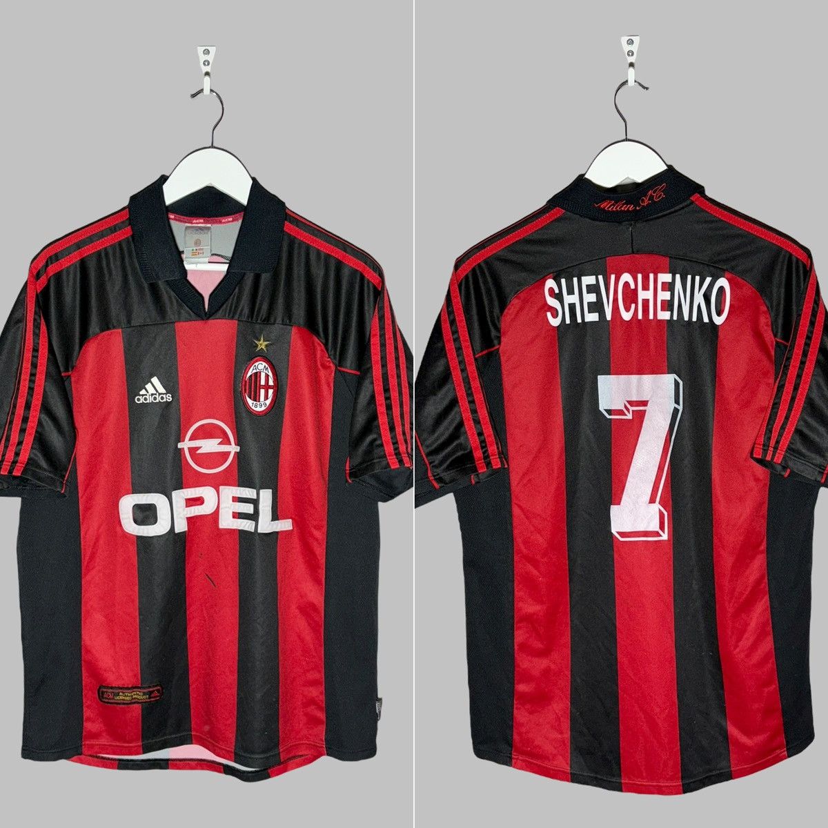 Adidas #7 Shevchenko AC Milan 2000-2002 Home Football Shirt Adidas Size US L / EU 52-54 / 3 - 1 Thumbnail