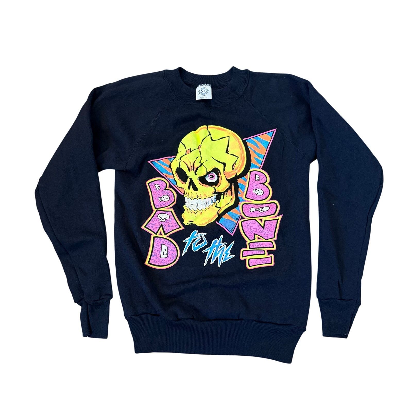 Vintage 1990 Pannill Bad To The Bone Skull Sweatshirt Size US XS / EU 42 / 0 - 1 Thumbnail