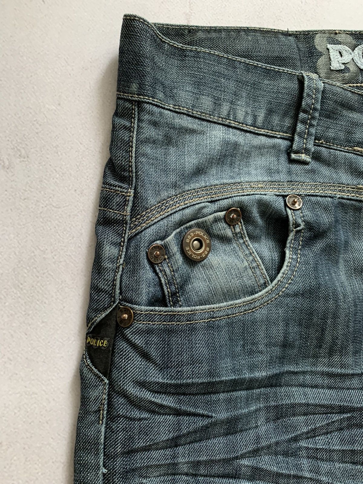 Japanese Brand 883 Police Jeans Dirty Baggy Denim Pants Distressed Crazy Size US 32 / EU 48 - 3 Thumbnail