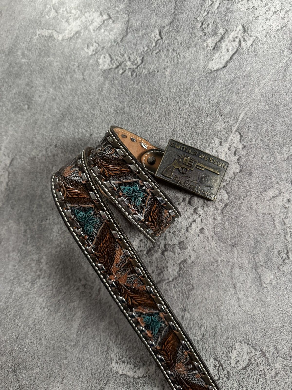 Cowboy Equipment Smith and wesson leather designer cowboy belt y2k avantgarde Size ONE SIZE - 3 Thumbnail