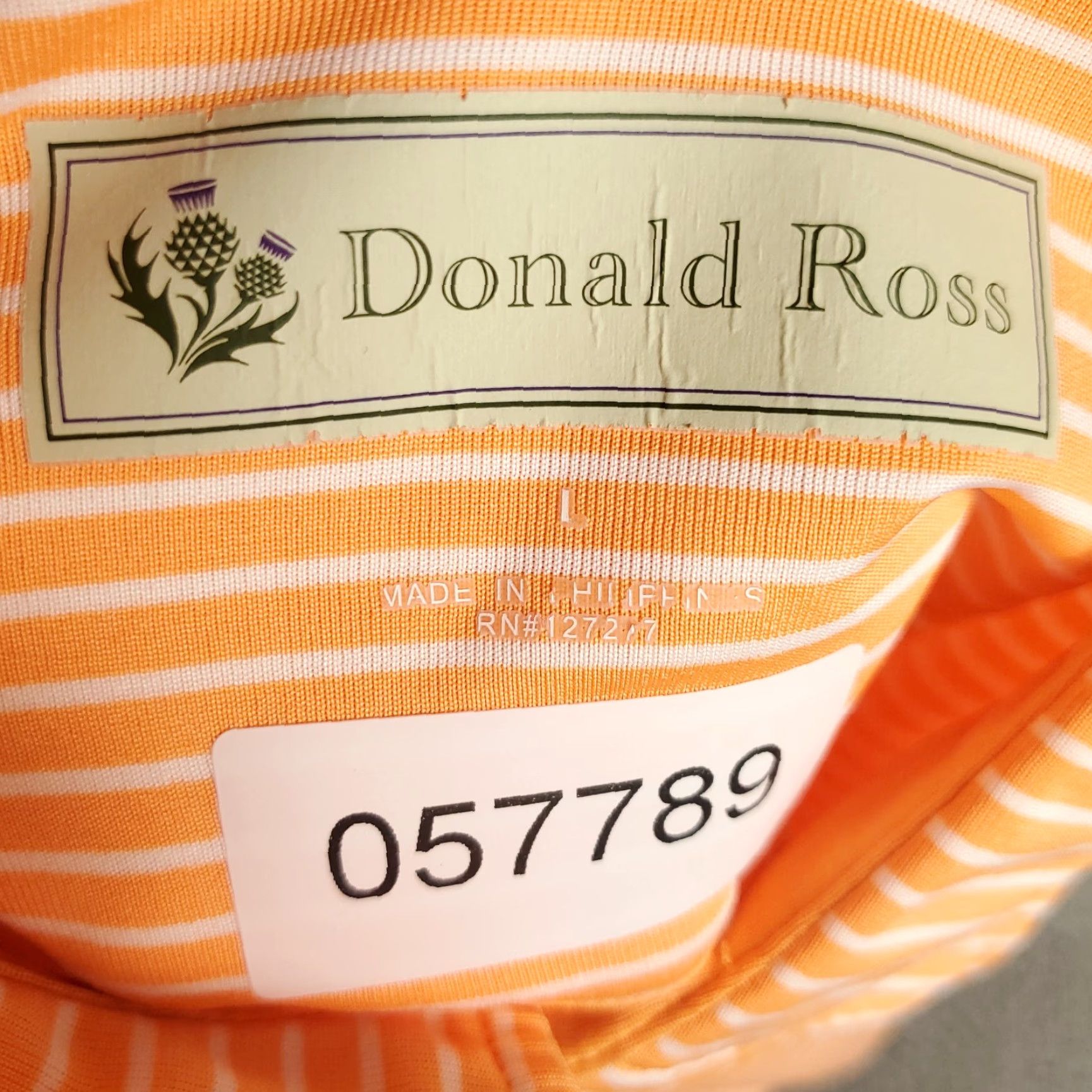 Vintage Donald Ross Polo Shirt Mens Large Orange Striped Golf Casual Short Sleeve Size US L / EU 52-54 / 3 - 7 Thumbnail