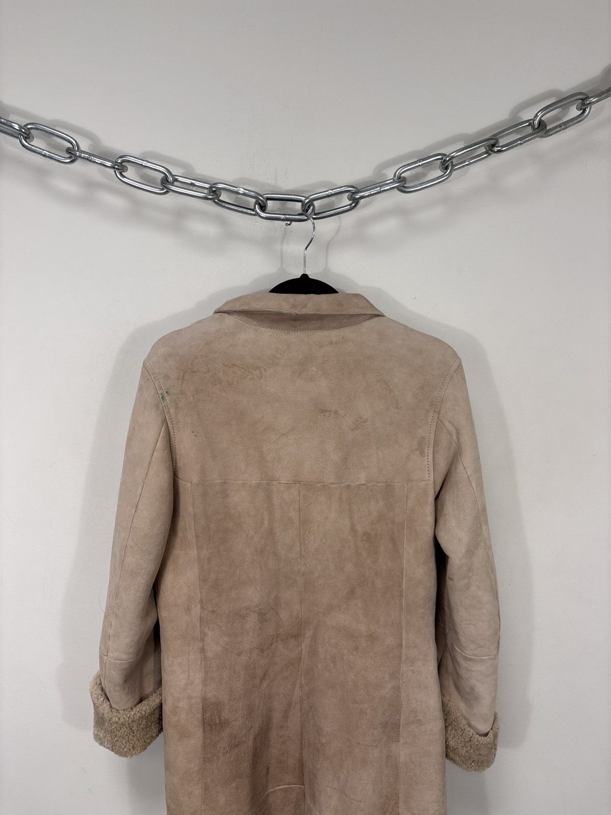 Max Mara S Max Mara Women’s Beige Sheepskin Shearling Leather Coat Size XL / US 12-14 / IT 48-50 - 14 Thumbnail