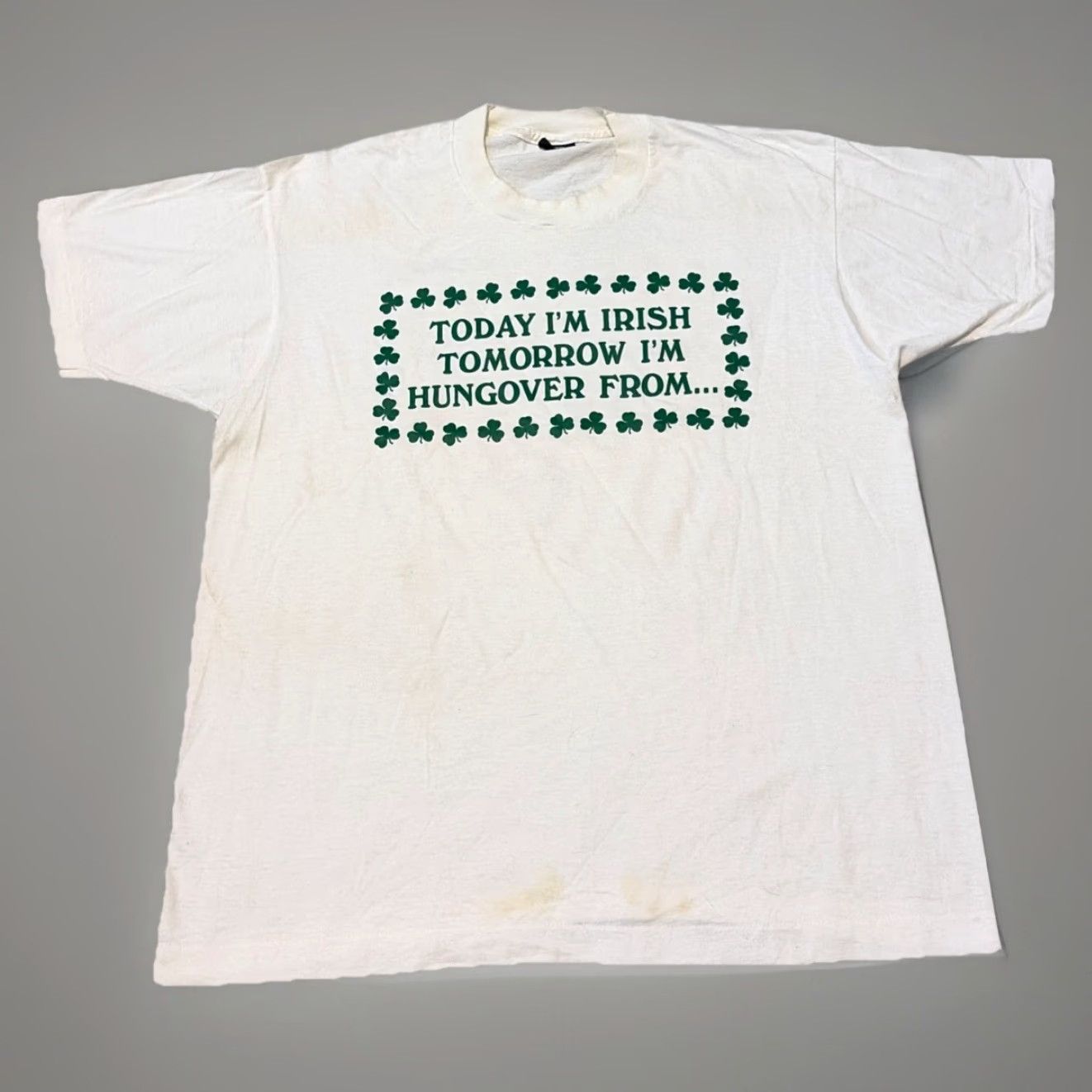 Vintage VINTAGE 80s Today I’m Irish Tomorrow I’m Hungover Bar Florida White XL T-Shirt Men Size US XL / EU 56 / 4 - 2 Thumbnail