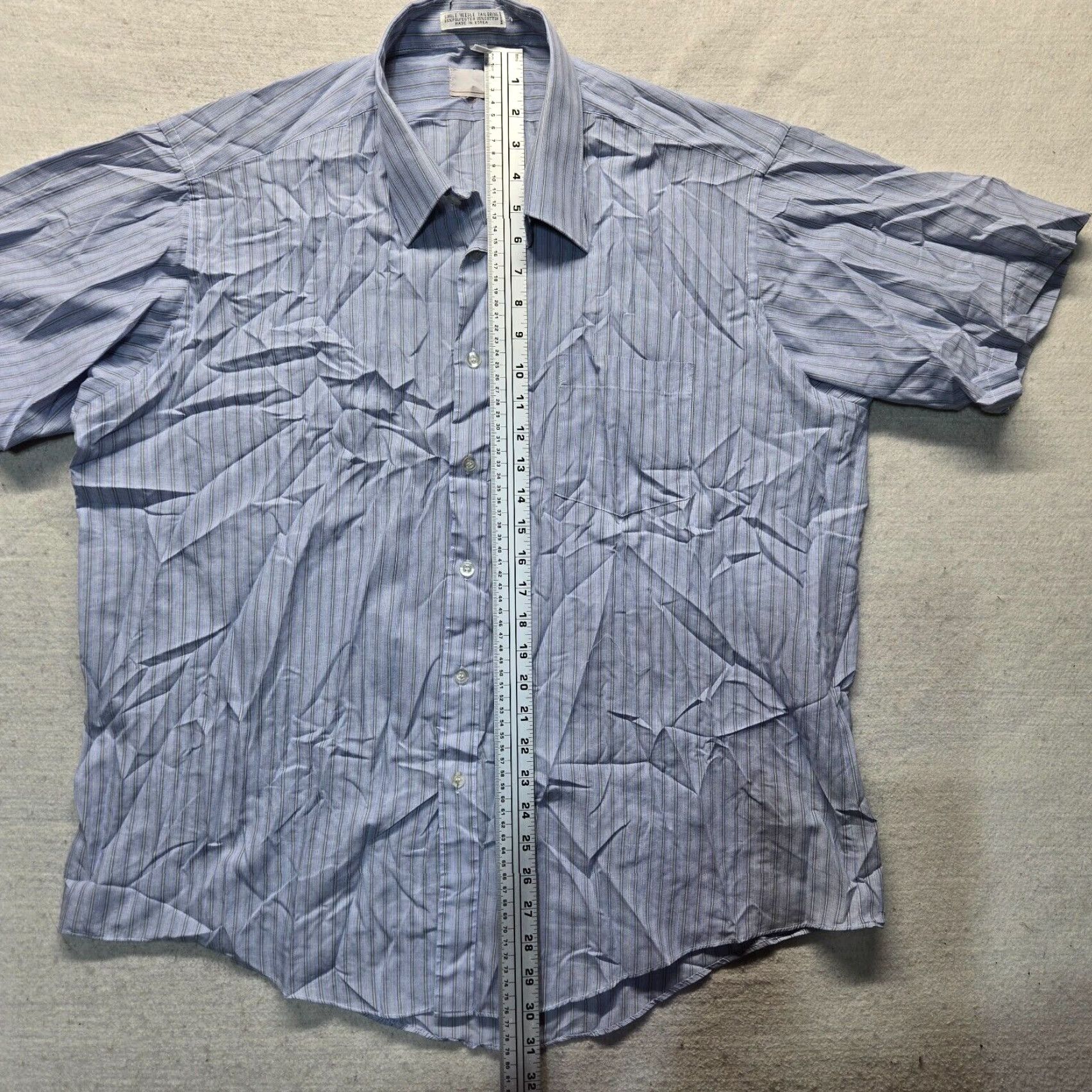 Vintage Ketch Shirt Blue Striped Button-Up Short Sleeve Adult Men's Size 17.5 Size 46R - 7 Thumbnail