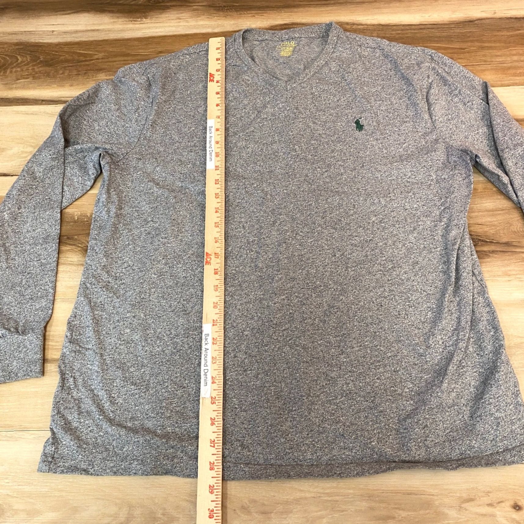 Polo Ralph Lauren Polo Ralph Lauren T-Shirt Mens L V-Neck Long Sleeve Classic Fit Logo Embroidered Grey Size US L / EU 52-54 / 3 - 4 Thumbnail