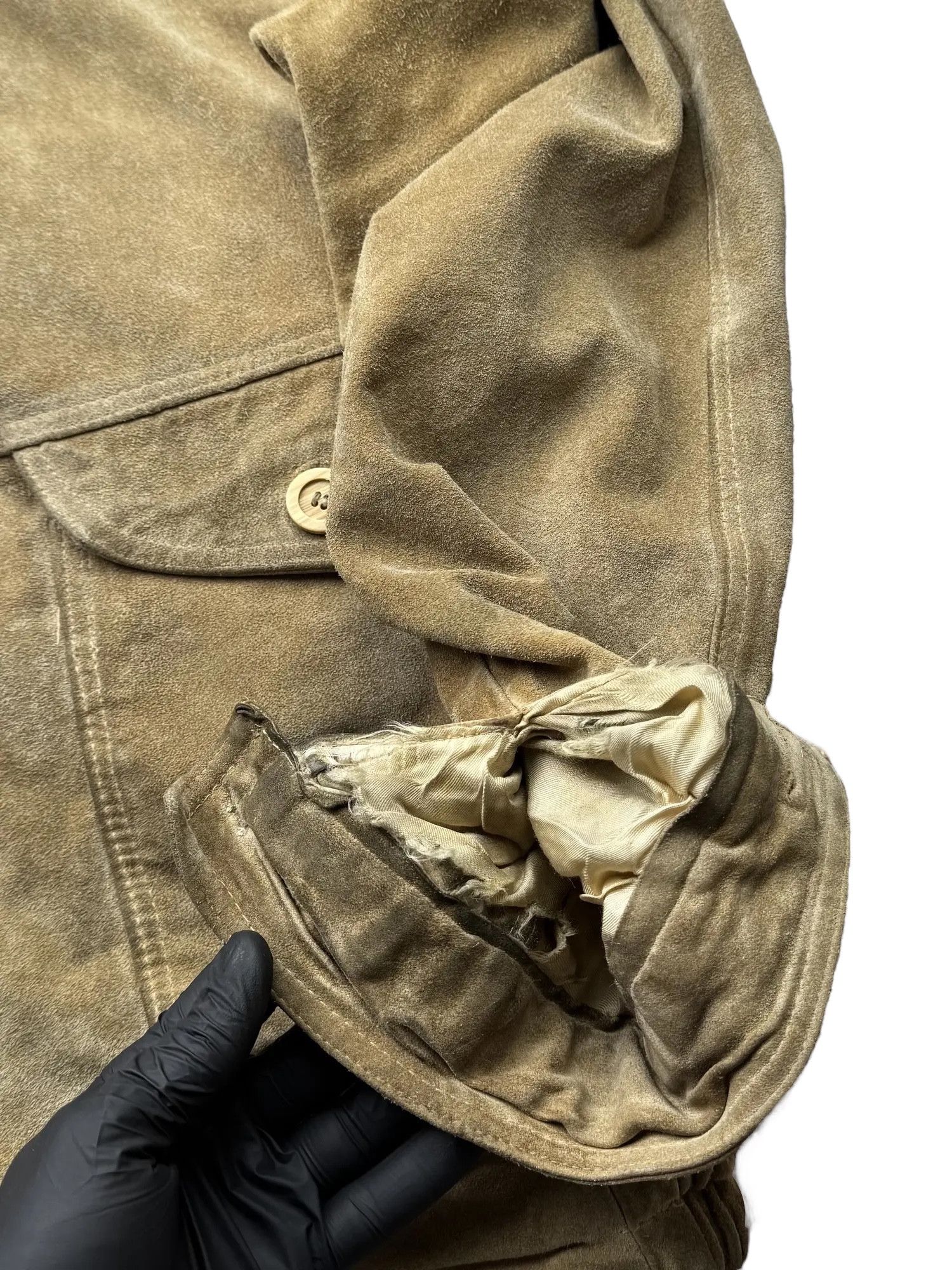 Vintage Washed Time Suede Bomber Jacket From The 80s(V387) Size US XL / EU 56 / 4 - 3 Thumbnail