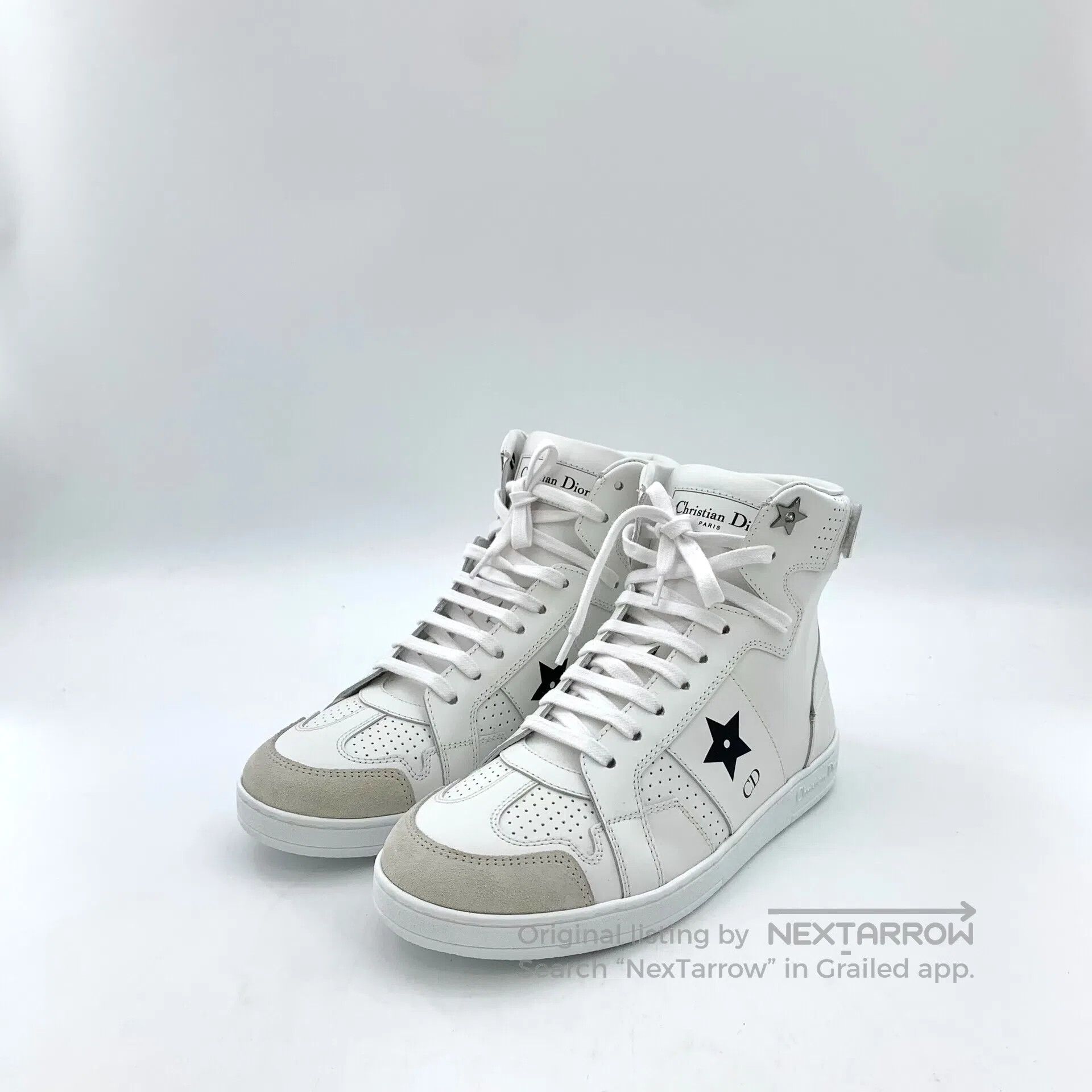 Dior Dior White Five Star Laced Casual Flat High Top Sneakers| Size US 4.5 / IT 34.5 - 1 Thumbnail