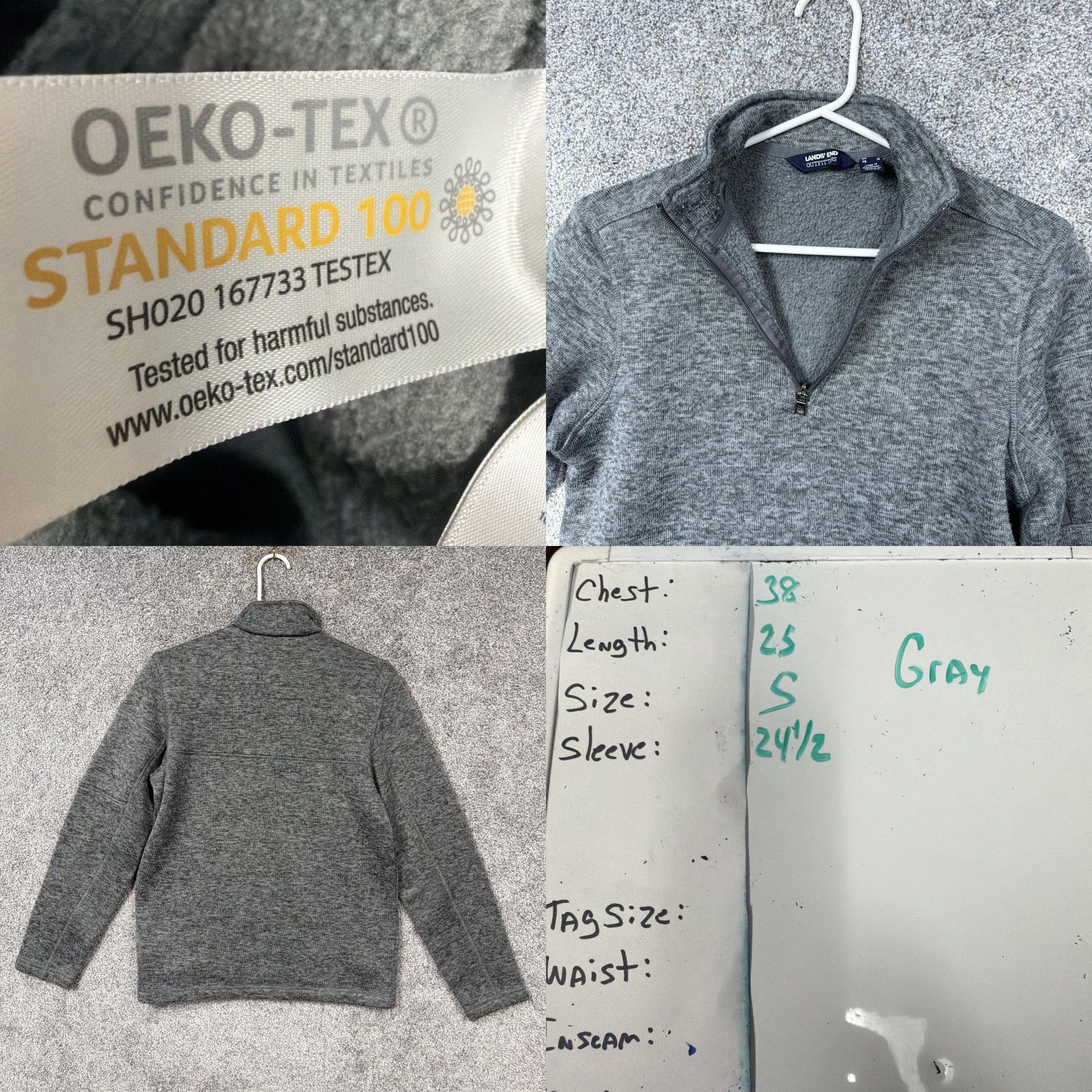 Lands' End Lands' End Mens Small Gray Fleece Pullover 1/4 Zip Mock Neck Zip Pockets Casual Outdoor Hiking Size US S / EU 44-46 / 1 - 9 Thumbnail