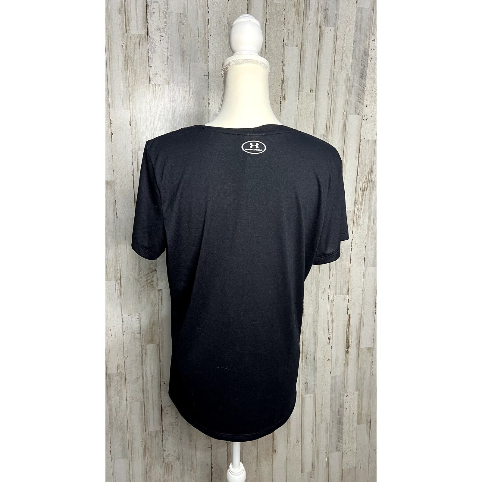 Under Armour Under Armour Women's Large V-Neck Short Sleeve T-Shirt Black Size L / US 10 / IT 46 - 4 Thumbnail