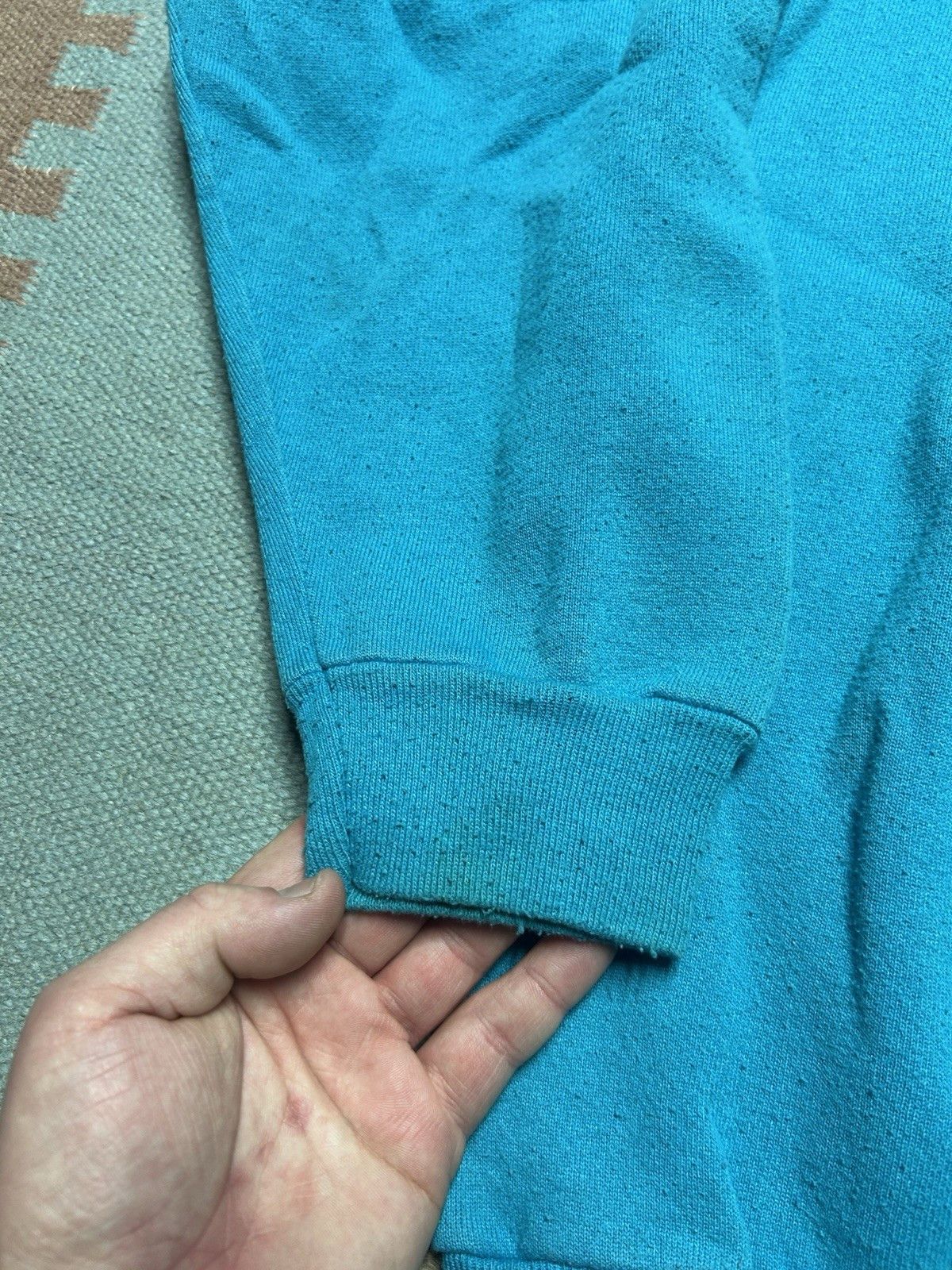 Vintage Vintage 80s crewneck sweatshirt blank teal turquoise blue XL Size US XL / EU 56 / 4 - 8 Thumbnail