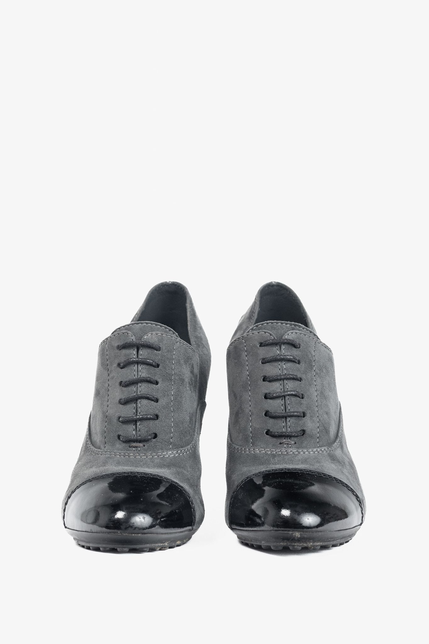 Tod's Tod's Grey Suede Cap-Toe Gommino Lace-Up Oxfords Size US 5.5 / IT 35.5 - 2 Thumbnail