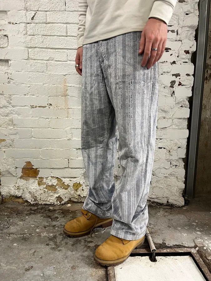 Versace AW2005 Versace White & Blue Irregular Corduroy Pants Size US 32 / EU 48 - 2 Thumbnail