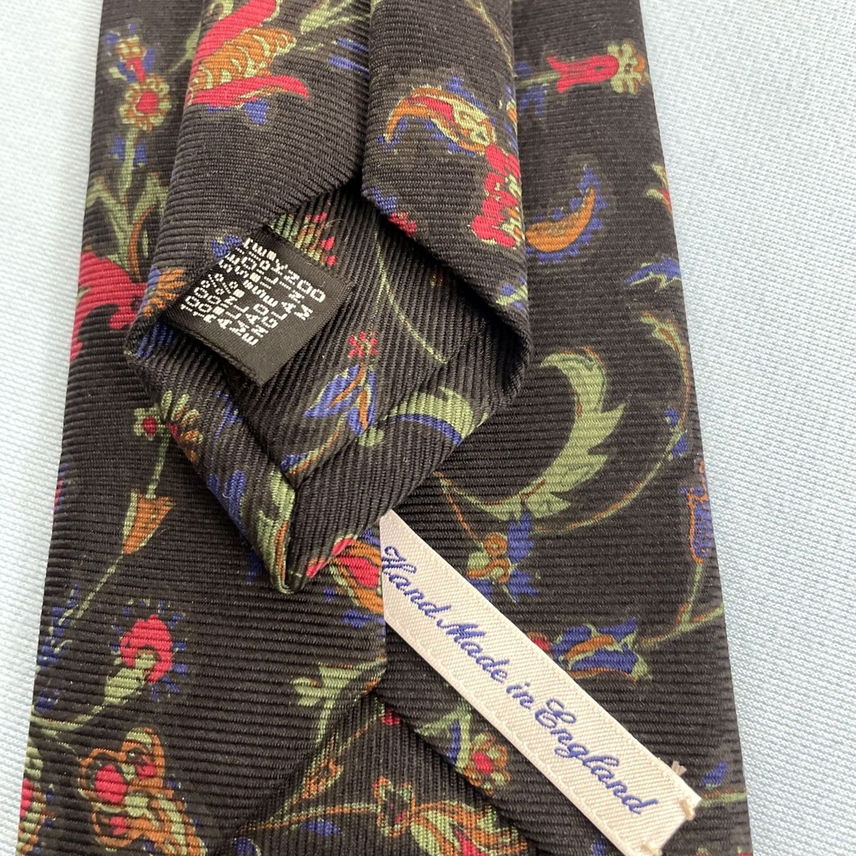 Vintage VINTAGE Drake's for Ben Silver Charleston Silk Tie Black Floral England Necktie 3.5x60" Size ONE SIZE - 6 Thumbnail
