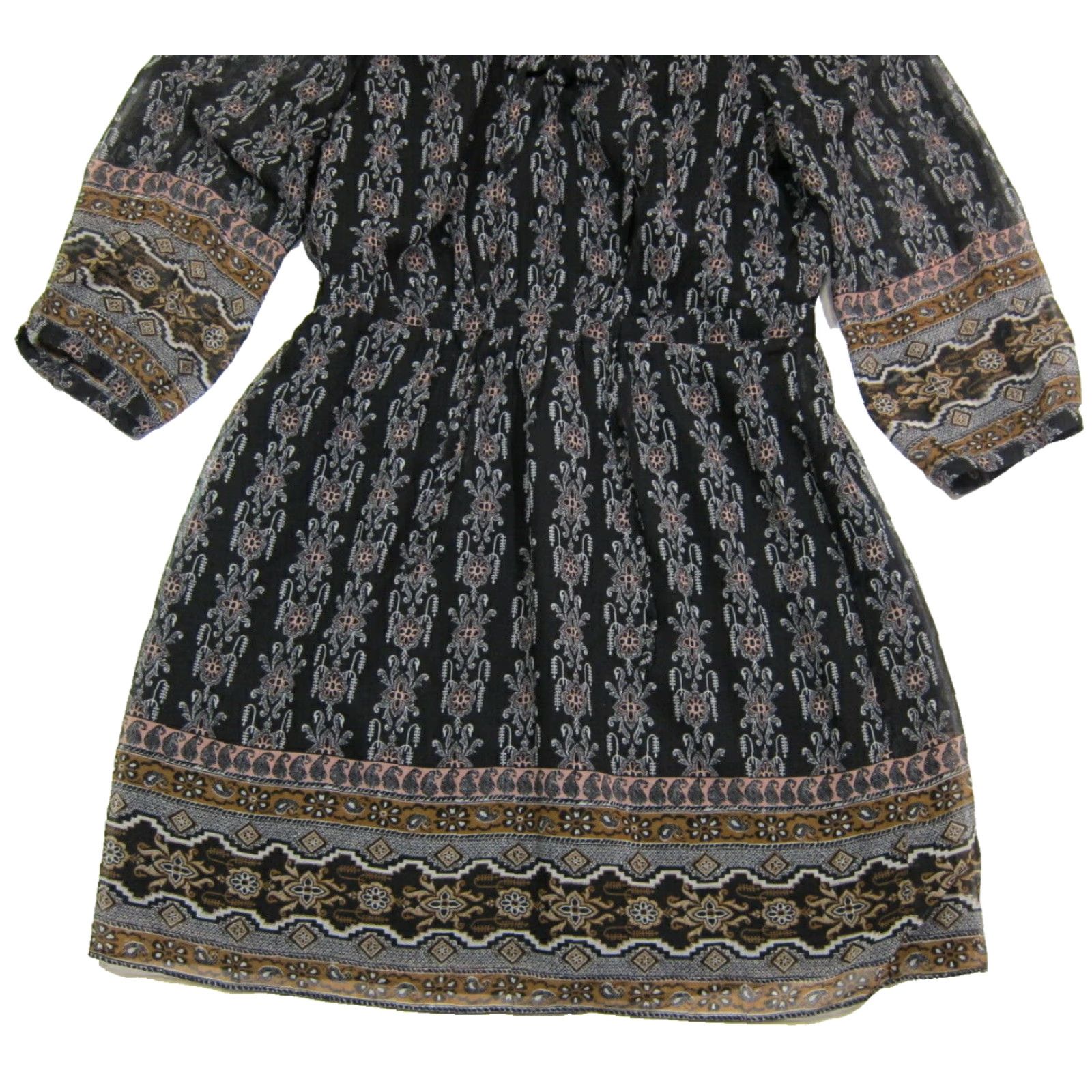Madewell Madewell Satin Black Pink Paisley Drop Waist Tunic Long Sleeve Dress Women 8 Size M / US 6-8 / IT 42-44 - 7 Thumbnail