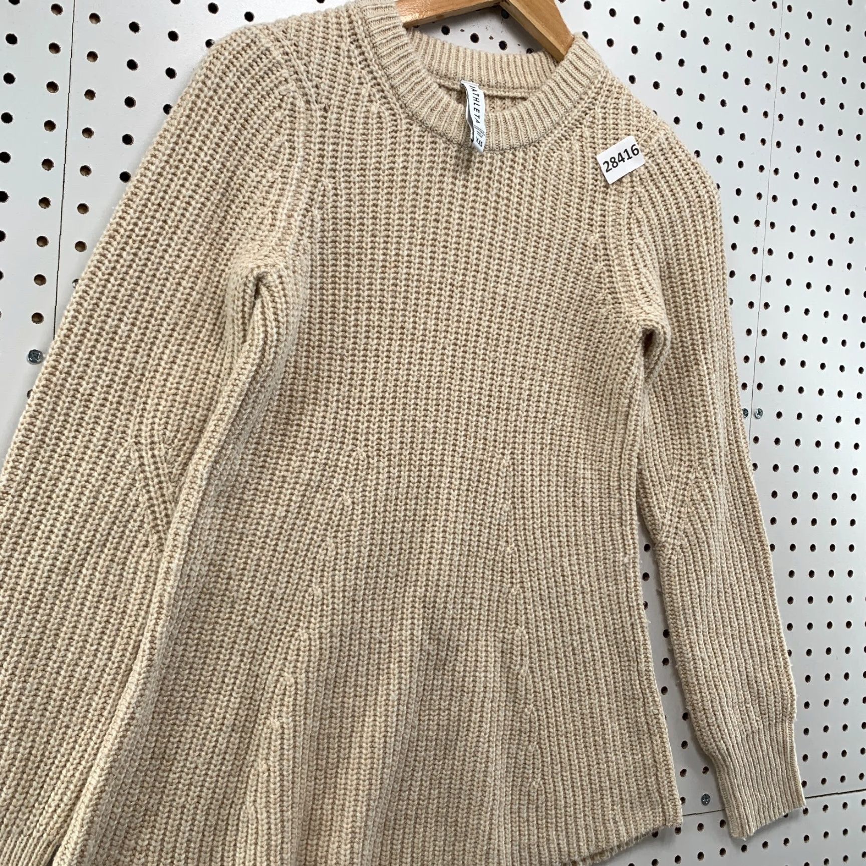 Athleta VINTAGE Athleta Wool Blend Sweater Ivory Waffle Knit Long Sleeve Pullover Womens 2XS Size XXS / US 00 / IT 34 - 4 Thumbnail