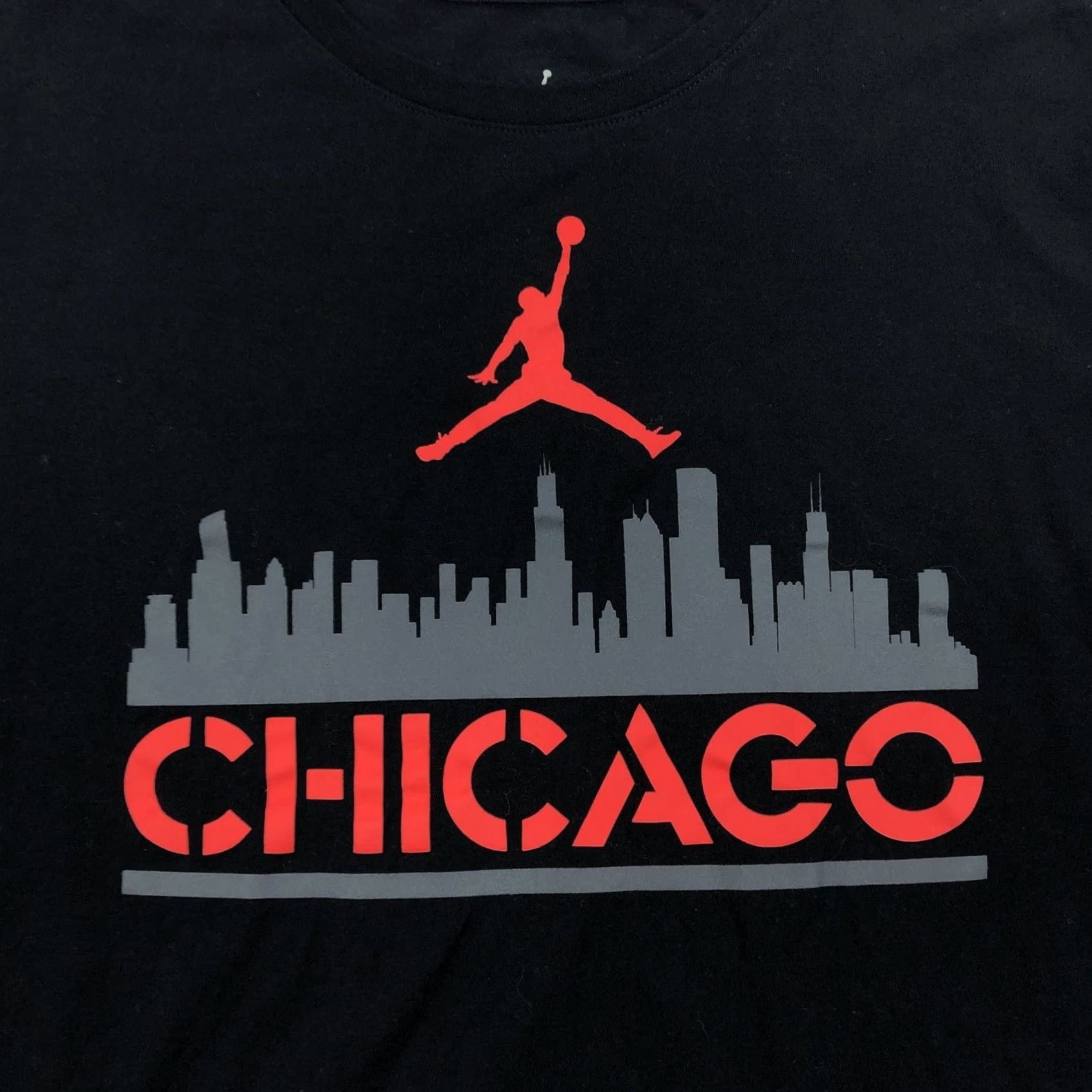 Jordan Brand Jordan Chicago Jumpman Skyline Graphic Print T-Shirt Tee, Men's XL, Black/Red/Gray, Crew Neck, Short Sleeve, Jersey Cotton, Regular Fit Size US XL / EU 56 / 4 - 2 Thumbnail