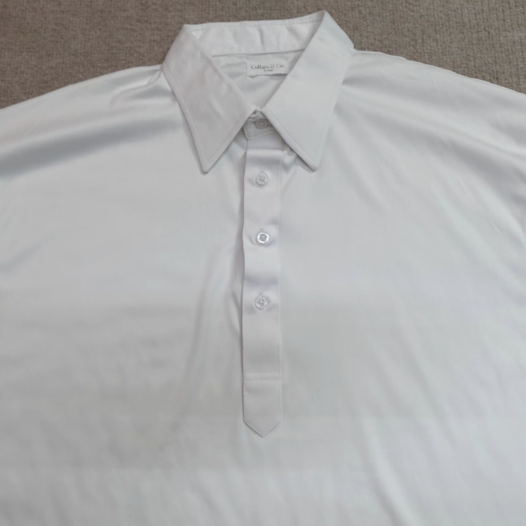 CO Collars & Co Polo Shirt XL White Solid Short Sleeve Men Polo Collar Shirt Collars & Co Mens XL White Polo Shirt Solid Short Sleeve Size US XL / EU 56 / 4 - 2 Thumbnail