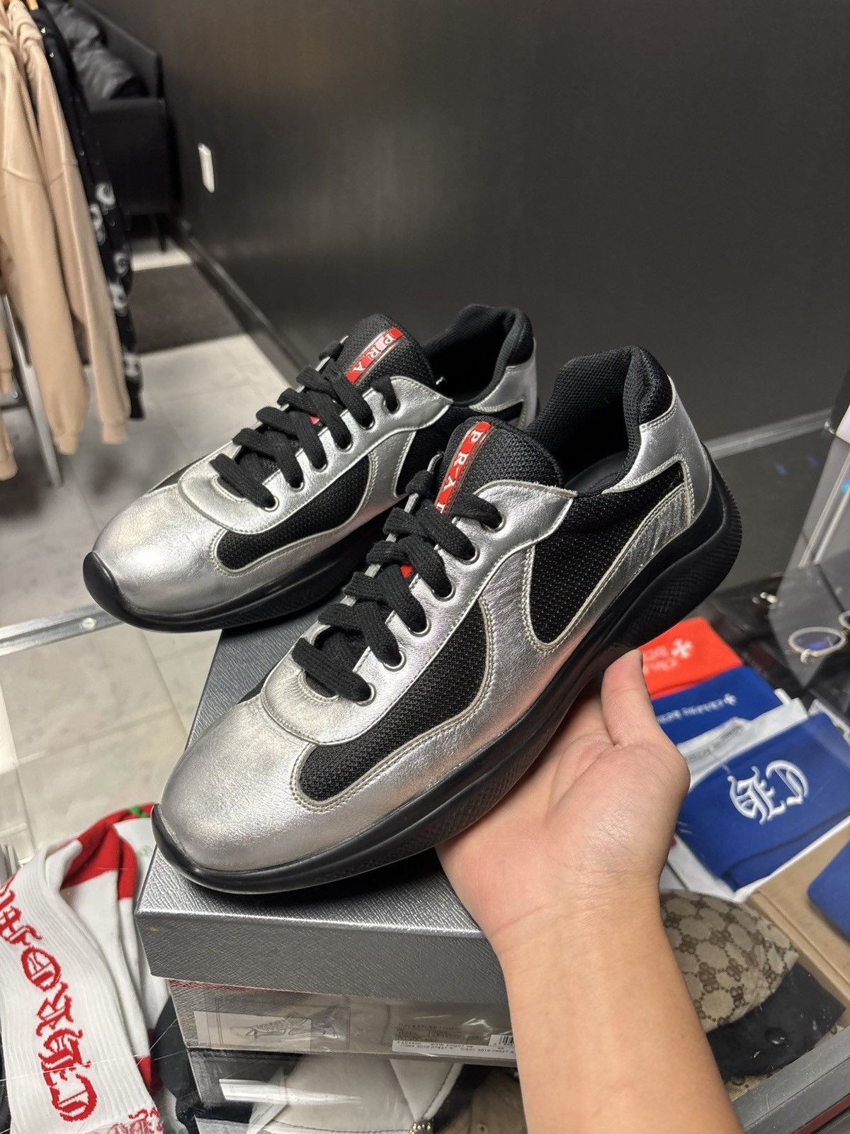 Prada Prada Americas Cup sneakers silver Size US 10 / EU 43 - 1 Thumbnail