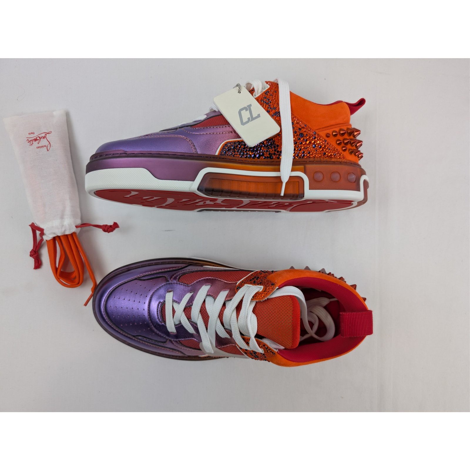Christian Louboutin o1rshd1 Astroloubi Strass SB Flat Shoe Sneakers Multicolor Size US 12.5 / EU 45-46 - 1 Thumbnail