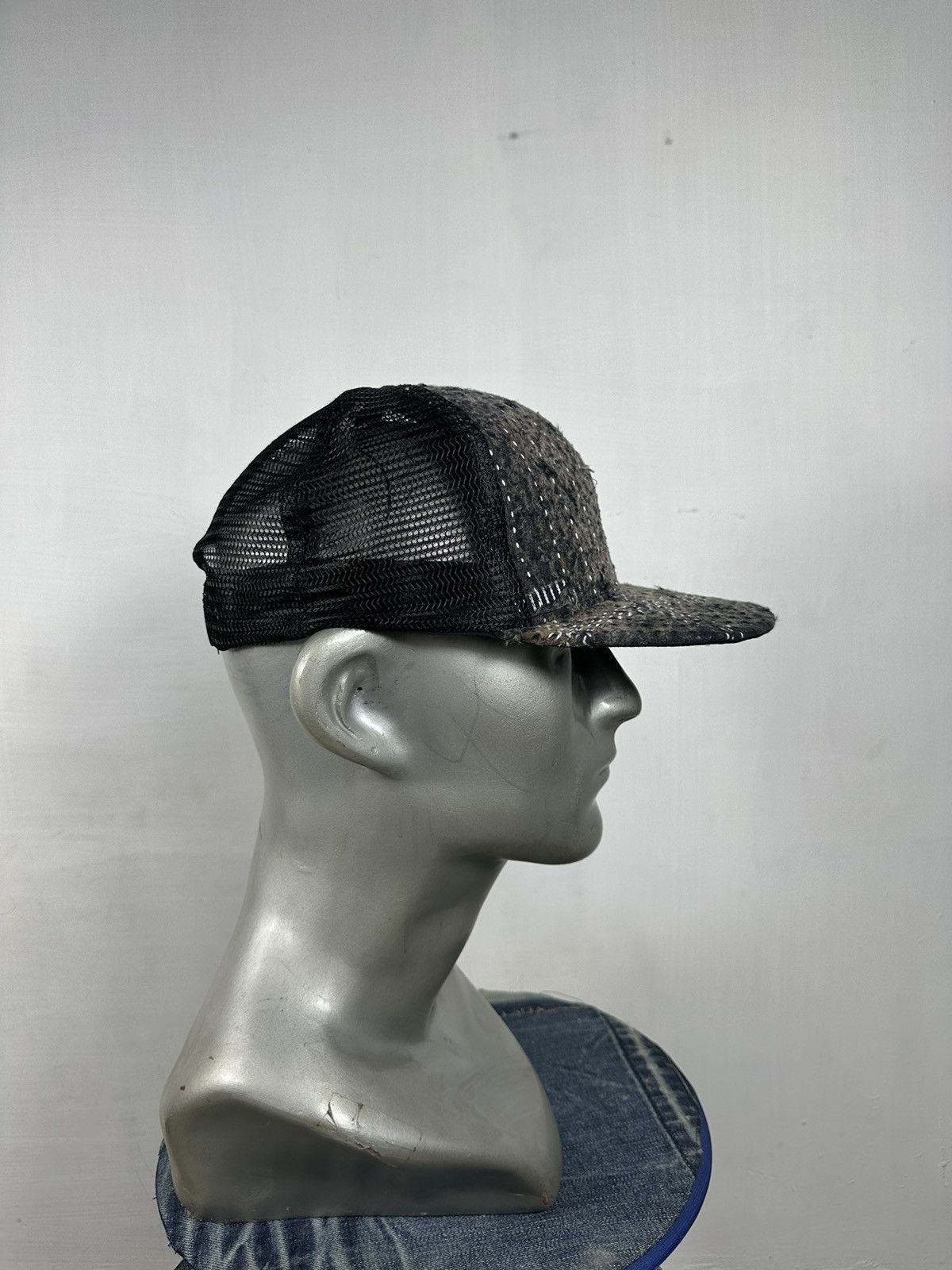 Handmade Custom Made Distressed Patchwork Boro Trucker hats Size ONE SIZE - 12 Thumbnail