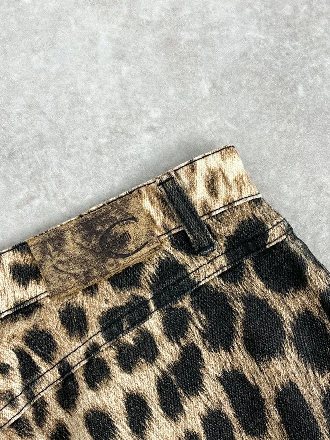 Roberto Cavalli SS2003 Cavalli Leopard Beige & Black Skirt Size US S / EU 44-46 / 1 - 9 Thumbnail