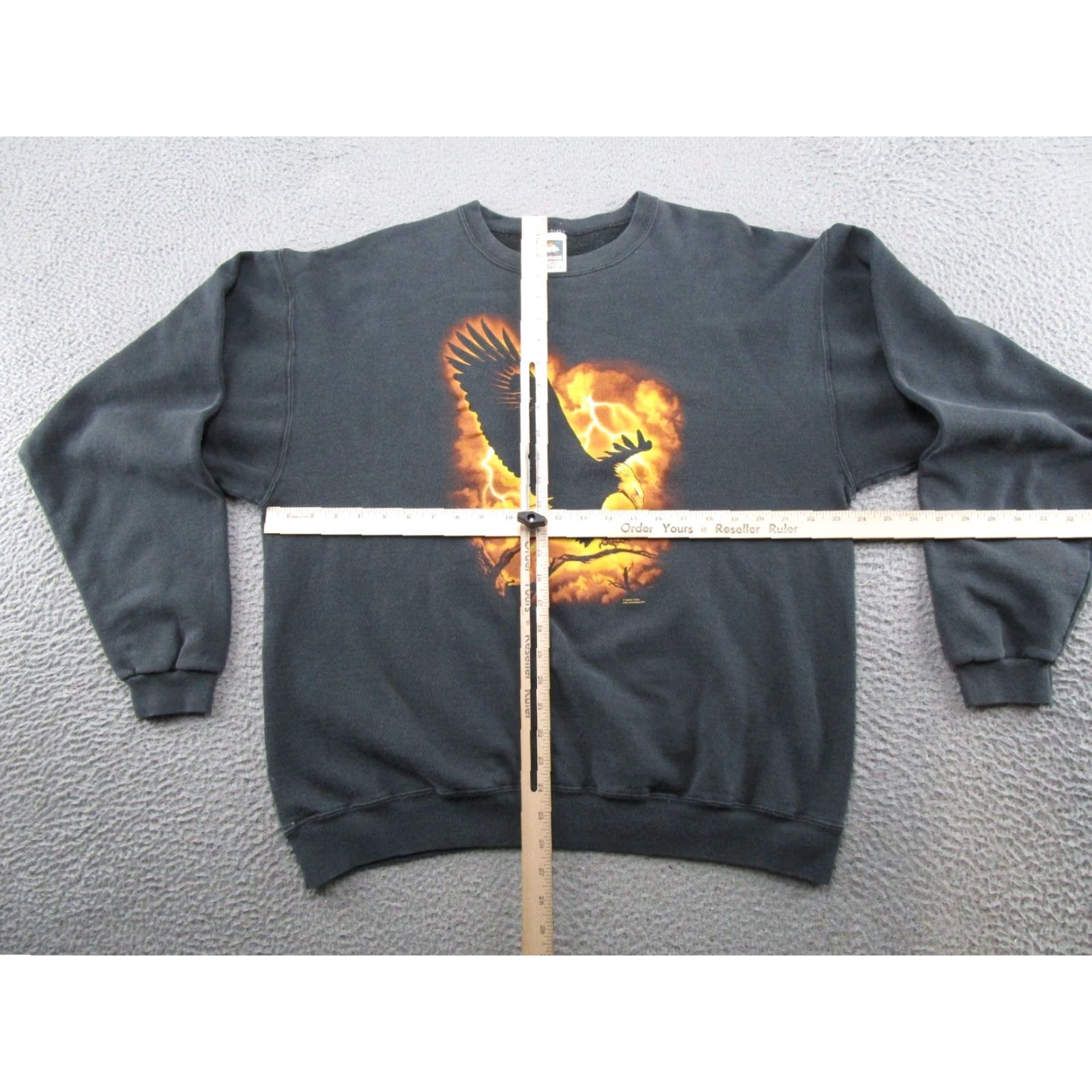 Vintage VINTAGE Human-i-Tees Bald Eagle Lightning Crewneck Sweatshirt Mens XL Black 90s Graphic Print Sweatshirt Mens XL Faded Size US XL / EU 56 / 4 - 5 Thumbnail