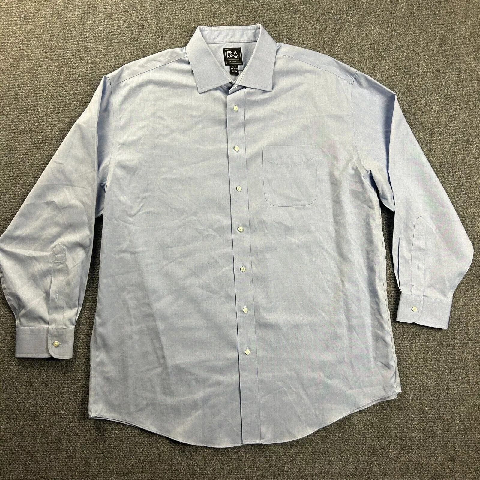 Jos. A. Bank Jos A Bank Shirt Mens 17.5 34 Blue Traveler Button Up Cotton Size US XL / EU 56 / 4 - 1 Thumbnail