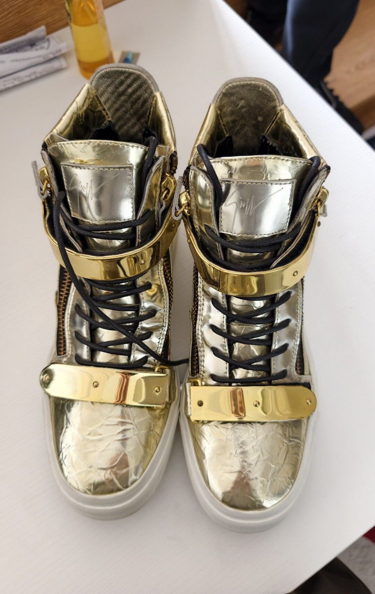 Giuseppe Zanotti Giuseppe Zanotti Gold Hitop Sneakers S Men Size US 10 / EU 43 - 1 Thumbnail