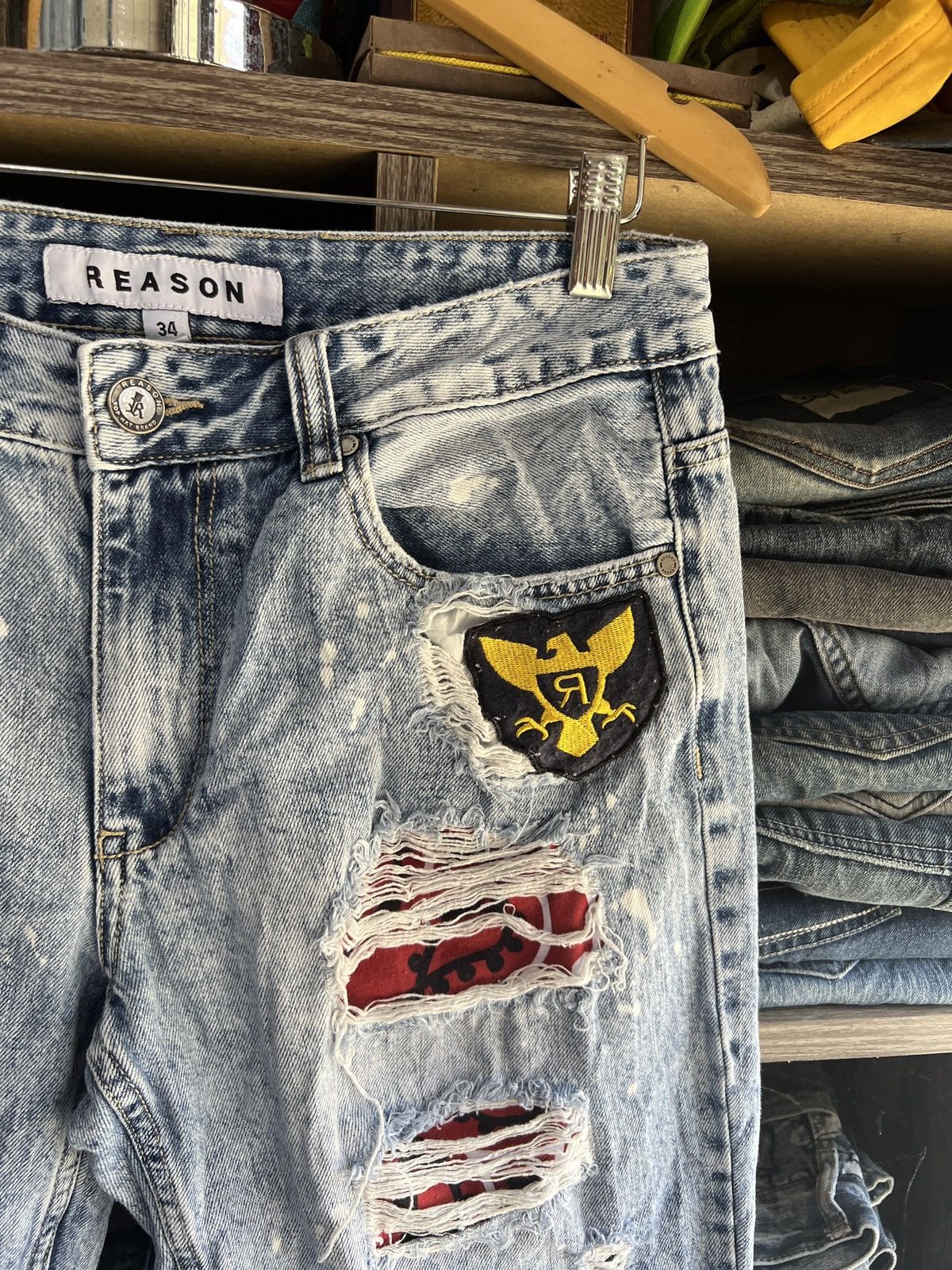 Reason 🔥Reason Patches Cropped Distressed Denim Size US 32 / EU 48 - 5 Thumbnail