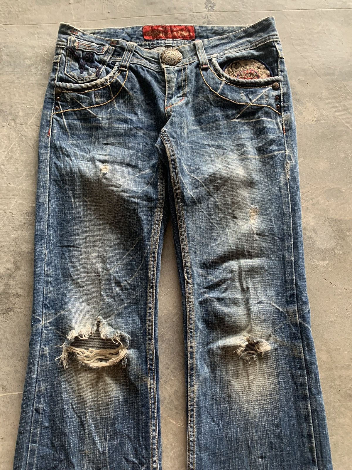 If Six Was Nine × Le Grande Bleu (L.G.B.) flare vintage y2k embroidery japanese denim red pepper Size 30" / US 8 / IT 44 - 3 Thumbnail
