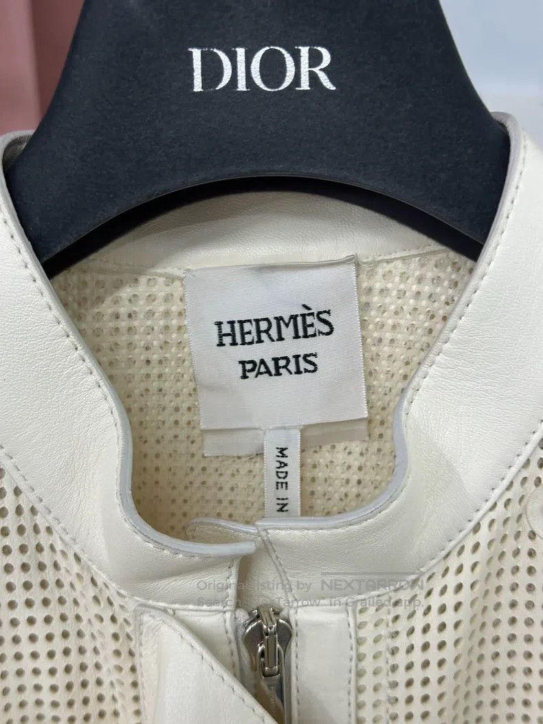 Hermes Hermes White Cutout Lamb Leather Vest Dress Size XS / US 0-2 / IT 36-38 - 3 Thumbnail