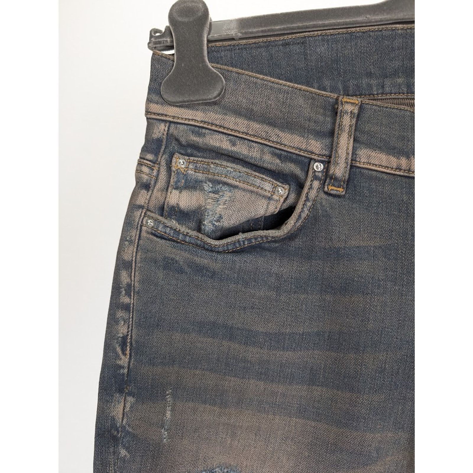 Amiri o1rshd1 Leather Thrasher Jeans in Dark Indigo Size US 32 / EU 48 - 8 Thumbnail